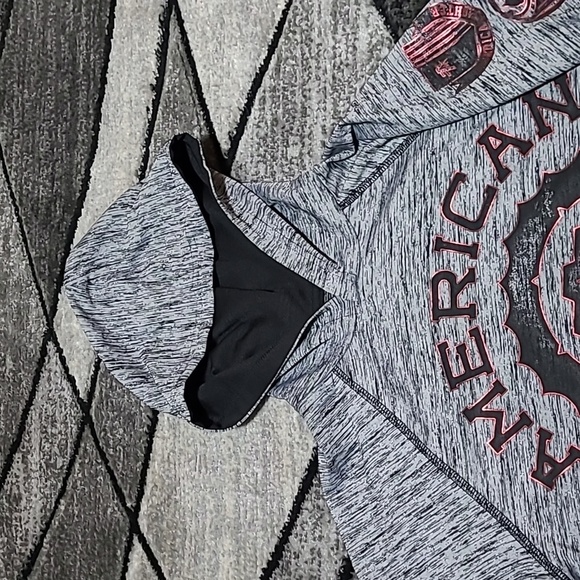 AMERICAN FIGHTER OMBRE METALLIC RED LOGO  HOODIE LONG-SLEEVE TEE-SHIRT - Picture 3 of 14